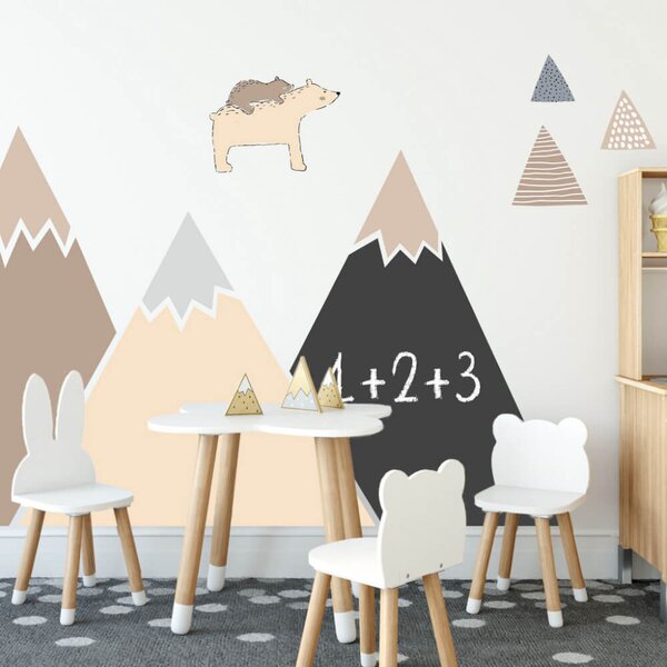 INSPIO-textilná prelepiteľná nálepka - Nálepka hôr a kopcov v hnedých farbách s tabuľovou fóliou