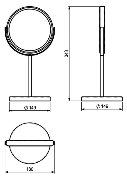 Gedy Gedy, ANNA kozmetické zrkadlo na postavenie, priemer 163mm, obojstranné, čierna mat, 211214