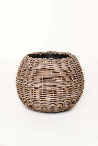 Prírodný kôš na rastliny PALLA, ratan, priemer 55 cm, natur