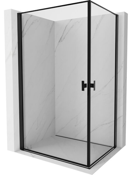 Mexen Mist-B Duo, 2-krídlový výklopný sprchový kút 80 x 70 cm, číre sklo-čierny rám, 8A2-080L-070P-70-70