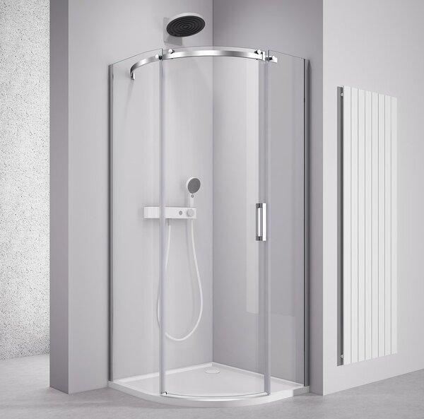 Polysan Polysan, THRON ROUND štvrťkruhová sprchová zástena 900x900mm, číre sklo, ľavá, TL2690-5005