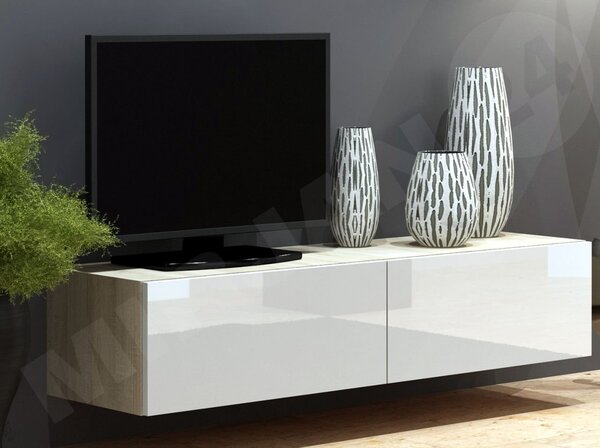 Mirjan24 TV skrinka Zigo 140, Farby: biela / biely lesk 5902928699746