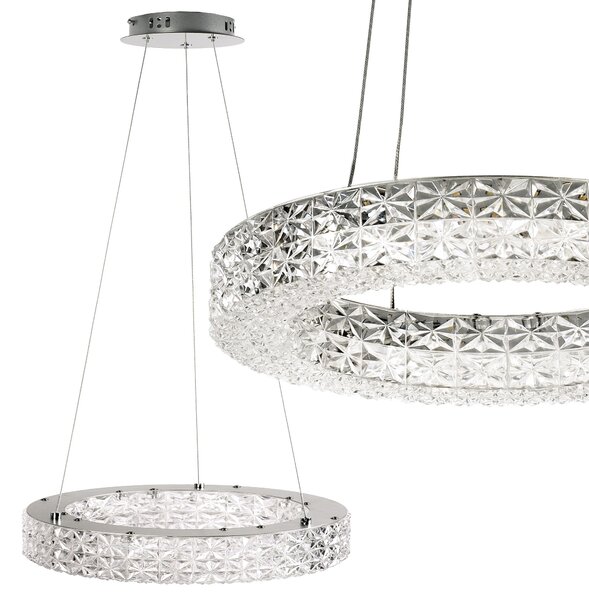 Toolight Toolight, LED stropné krištáľové svietidlo 40cm, 24W, 4000K, MS004-CP, chrómová, OSW-09614