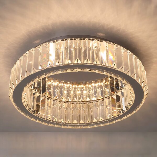 Toolight Toolight, krištáľové stropné svietidlo 50cm, 30W, 4000K, 1401lm, APP1744-C, chrómová, OSW-09308