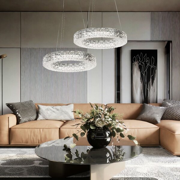 Toolight Toolight, LED stropné krištáľové svietidlo 40cm, 24W, 4000K, MS004-CP, chrómová, OSW-09614