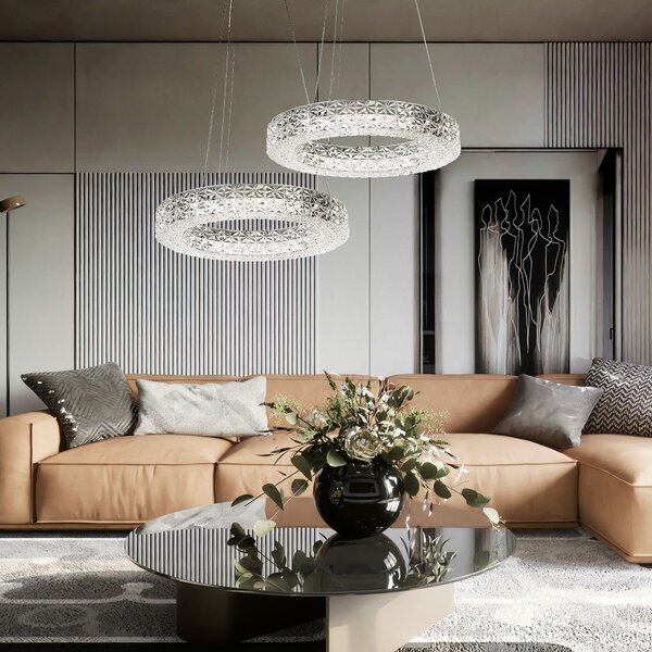 Toolight Toolight, LED stropné krištáľové svietidlo 40cm, 24W, 4000K, MS004-CP, chrómová, OSW-09614