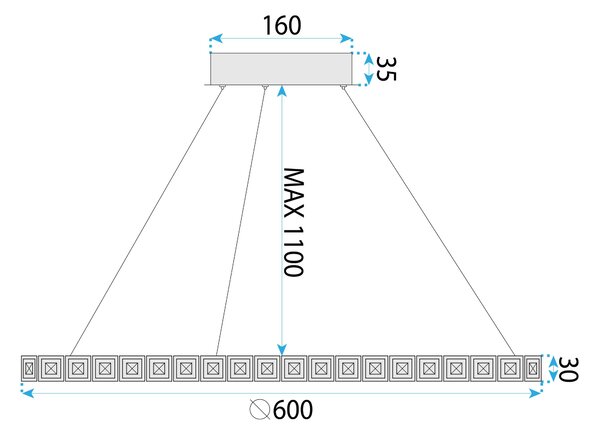 Toolight Toolight, LED stropné osvetlenie 60cm, 36W, 4000K, MS010-CP, chrómová, OSW-09620