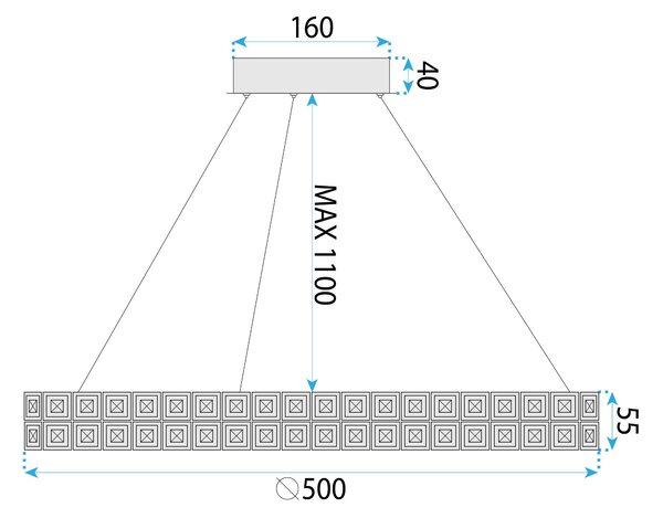 Toolight Toolight, LED stropné svietidlo 50cm, 36W, 4000K, MS005-CP, chrómová, OSW-09615
