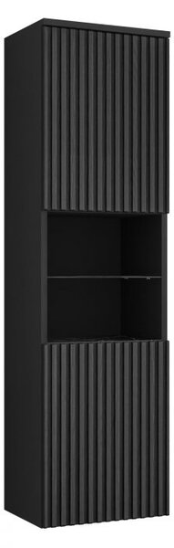 Mirjan24 Závesná kúpeľňová skrinka Kiegi Ryfel, Farby: biele drážky / biela matná + bianco mramor 5903211379185