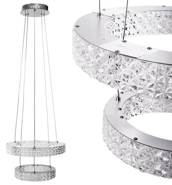 Toolight Toolight, LED krištáľové stropné svietidlo 40cm, 36W, 4000K, 3500 lm, MS006-CP, chrómová, OSW-09616