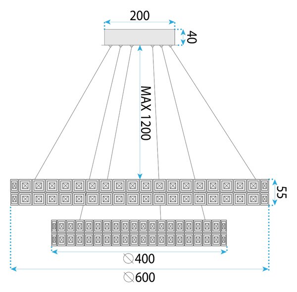 Toolight Toolight, LED stropné svietidlo 60cm, 64W, 4000K, 5000lm, MS007-CP, chrómová, OSW-09617