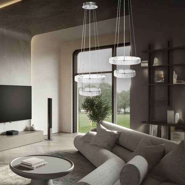Toolight Toolight, LED krištáľové stropné svietidlo 40cm, 36W, 4000K, 3500 lm, MS006-CP, chrómová, OSW-09616