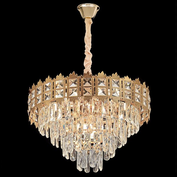 Toolight Toolight, krištáľové závesné svietidlo 60cm, 8xE14, G049-CP, zlatá, OSW-08943