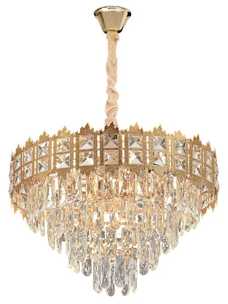 Toolight Toolight, krištáľové závesné svietidlo 60cm, 8xE14, G049-CP, zlatá, OSW-08943