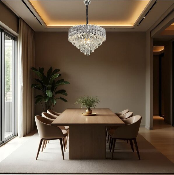 Toolight Toolight, krištáľové závesné svietidlo 50cm, 7xE14, G055-CP, chróm, OSW-08949