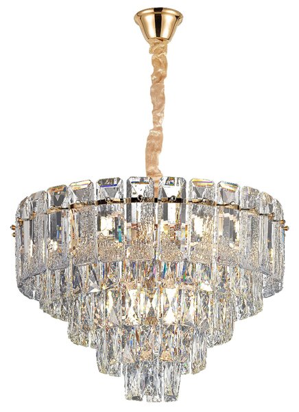 Toolight Toolight, krištáľové závesné svietidlo 50cm, 7xE14, G056-CP, zlatá, OSW-08990