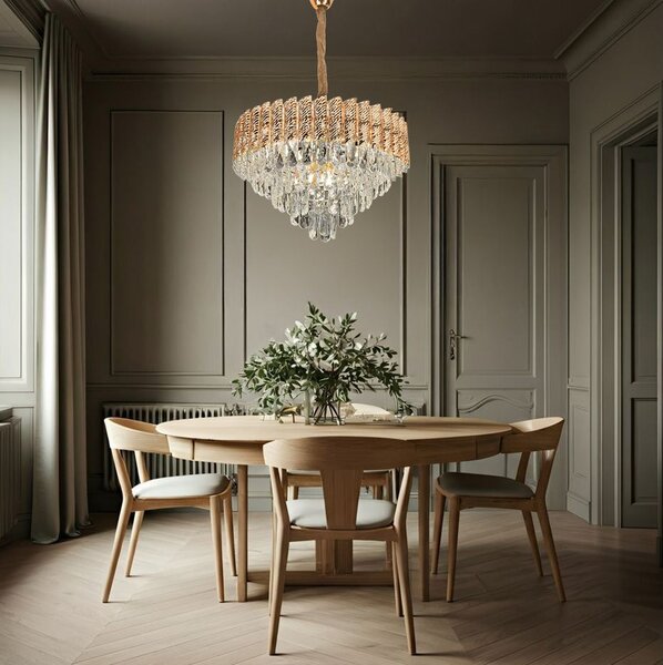 Toolight Toolight, krištáľové stropné svietidlo 50cm, 7xE14, G054-CP, zlatá, OSW-08948