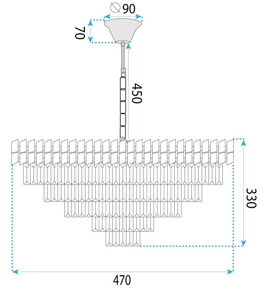 Toolight Toolight, krištáľové stropné svietidlo 50cm, 7xE14, G054-CP, zlatá, OSW-08948