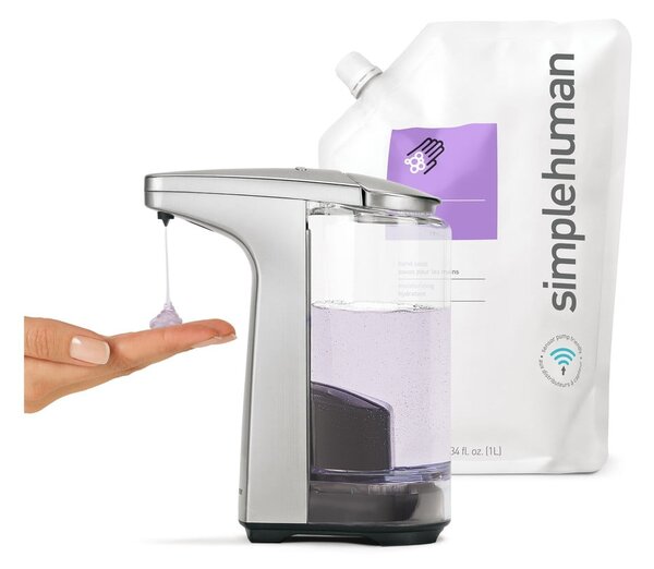 Sivý automatický kovový dávkovač mydla 237 ml - simplehuman