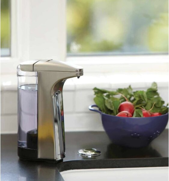 Sivý automatický kovový dávkovač mydla 237 ml - simplehuman
