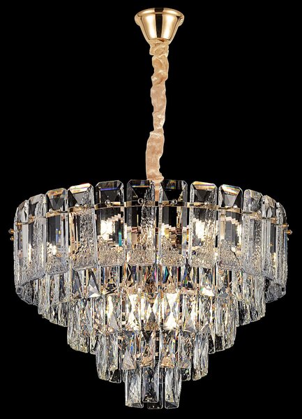 Toolight Toolight, krištáľové závesné svietidlo 50cm, 7xE14, G056-CP, zlatá, OSW-08990