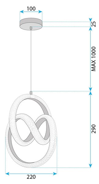 Toolight Toolight, LED závesné svietidlo 24W, 4000K, G068-CP, zlatá, OSW-08665