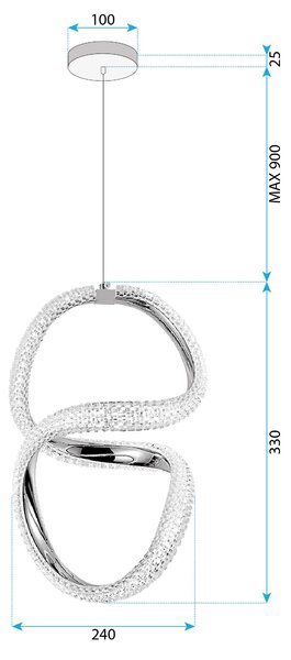 Toolight Toolight, LED závesné svietidlo 24W, 4000K, G077-3CPR, zlatá, OSW-08667