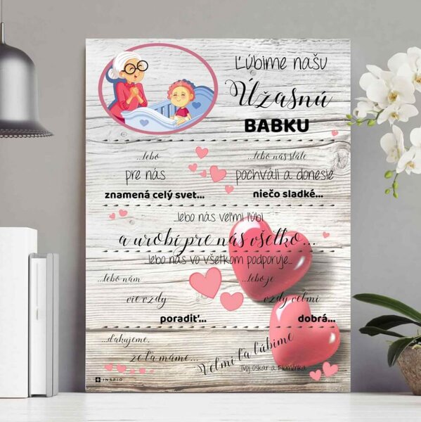 INSPIO - výroba darčekov a dekorácií - Darček pre babku - Vyznanie lásky na tabuľke od vnúčat pre babku na Vianoce