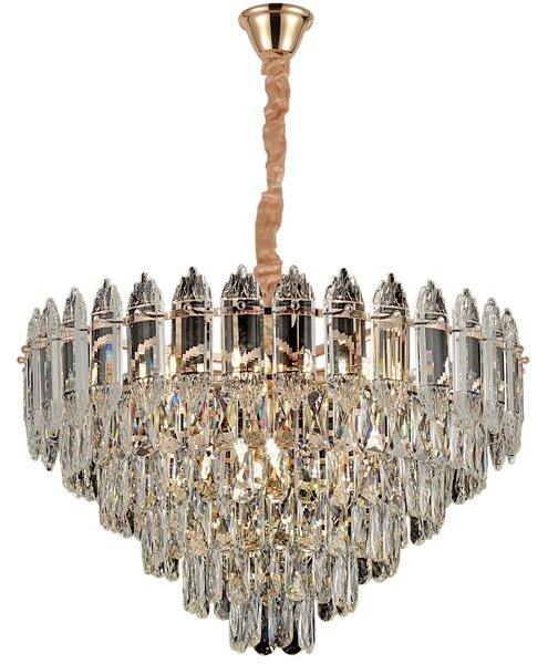 Toolight Toolight, krištáľové závesné svietidlo 50cm, 7xE14, G057-CP, zlatá, OSW-08991