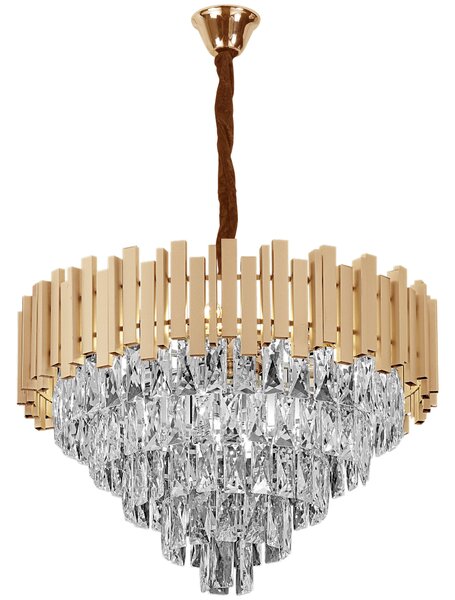 Toolight Toolight, krištáľové závesné svietidlo 50cm, 7xE14, G050-CP, zlatá, OSW-08944