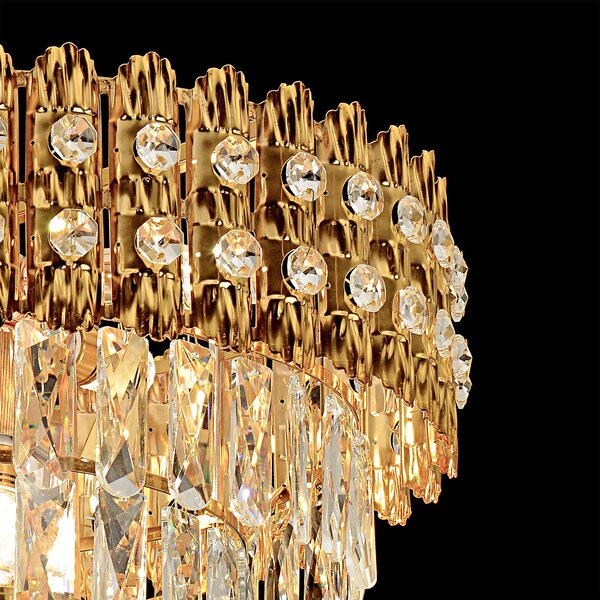 Toolight Toolight, krištáľové závesné svietidlo 60cm, 8xE14, G058-CP, zlatá, OSW-08992