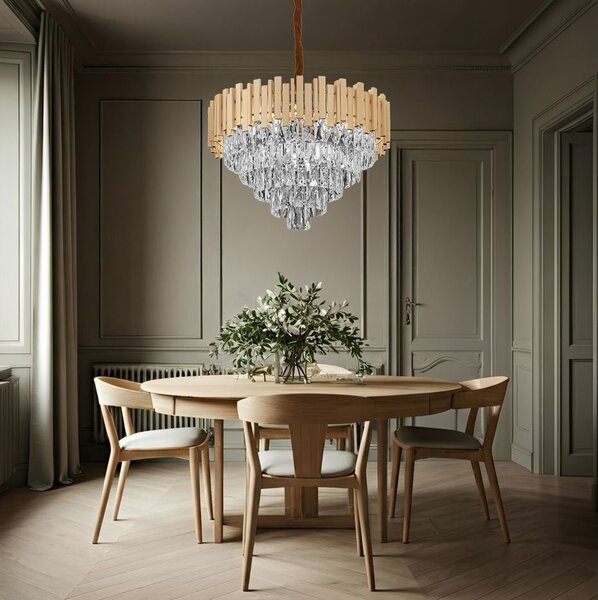 Toolight Toolight, krištáľové závesné svietidlo 50cm, 7xE14, G050-CP, zlatá, OSW-08944