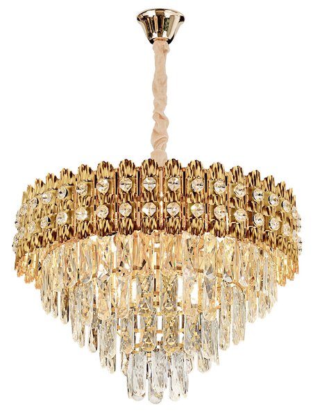 Toolight Toolight, krištáľové závesné svietidlo 60cm, 8xE14, G058-CP, zlatá, OSW-08992