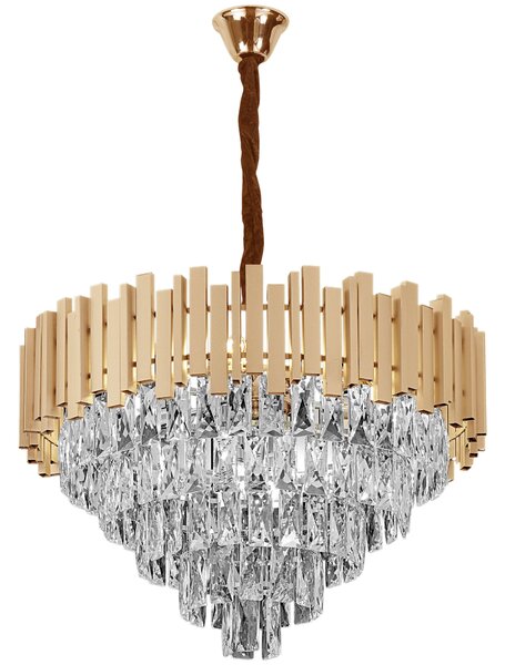 Toolight Toolight, krištáľové závesné svietidlo 60cm, 8xE14, G052-CP, zlatá, OSW-08946