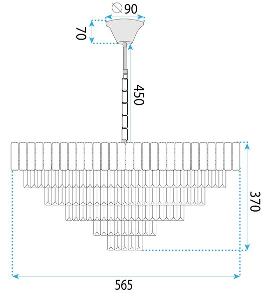 Toolight Toolight, krištáľové závesné svietidlo 60cm, 8xE14, G058-CP, zlatá, OSW-08992