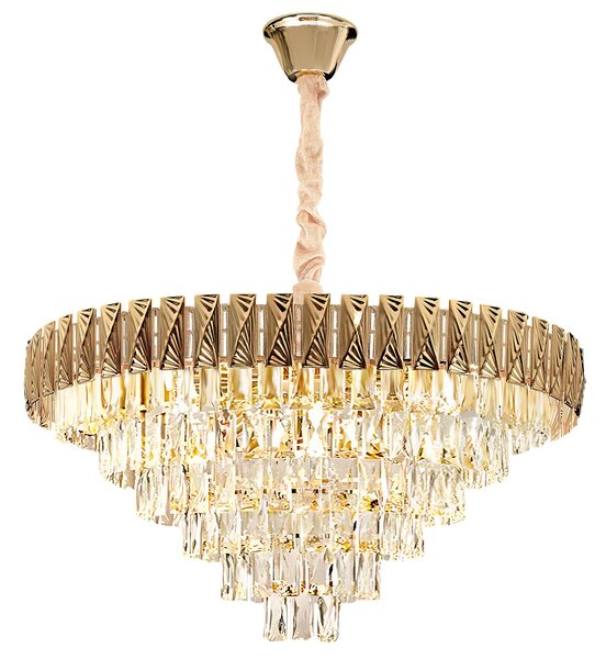 Toolight Toolight, závesné krištáľové svietidlo 80cm, 12xE14, G061-CP, zlatá, OSW-08995
