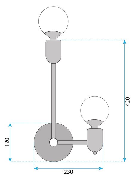 Toolight Toolight, nástenné svietidlo 40cm, 2xE27, APP1707-2W, čierna-zlatá, OSW-03626
