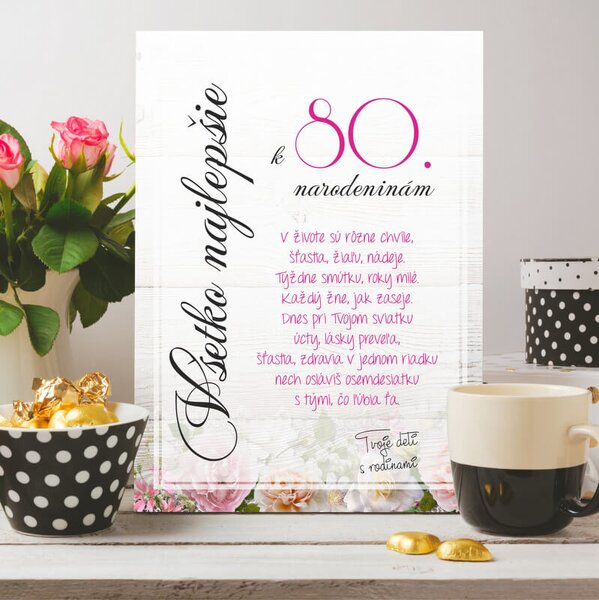 INSPIO - výroba darčekov a dekorácií - Darčeky pre starých rodičov - Blahoželanie k 80 narodeninám - obraz na stenu