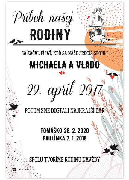 INSPIO-dibondový obraz s textom v drevenom ráme - Obraz na stenu - Príbeh našej rodiny