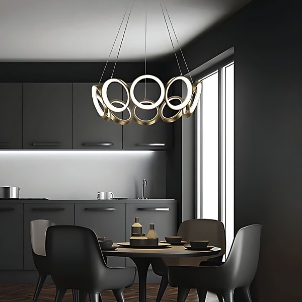 Toolight Toolight, LED závesné svietidlo 80cm, 70W, 4000K, 3269lm, APP1800-CP, zlatá matná, OSW-09667