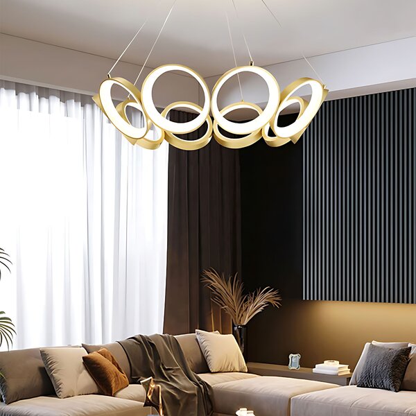 Toolight Toolight, LED závesné svietidlo 80cm, 70W, 4000K, 3269lm, APP1800-CP, zlatá matná, OSW-09667