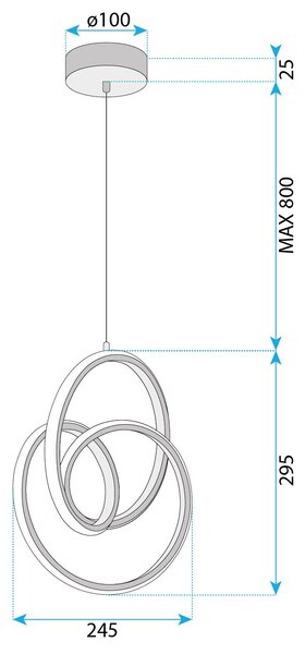 Toolight Toolight, LED závesné svietidlo 25x30cm, 24W, 4000K, G076-1CP, zlatá lesklá, OSW-08650
