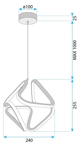 Toolight Toolight, LED stropné svietidlo 25x29cm, 4000K, G067-CP, zlatá lesklá, OSW-08666