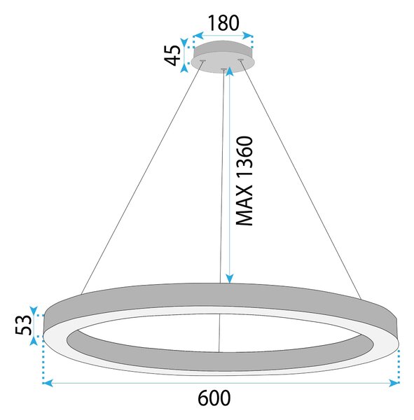 Toolight Toolight, LED stropné osvetlenie 60cm, 60W, 3000K, LHJ051-CP1 C, zlatá matná, OSW-50025