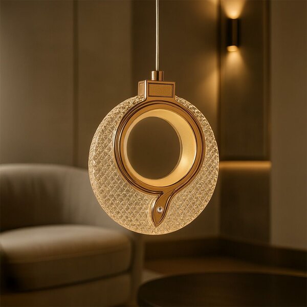 Toolight Toolight, LED krištáľové závesné svietidlo 18x17cm, 12W, 3000K, LHJ110-1CP, ružové zlato, OSW-60051