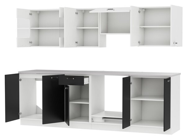 Mirjan24 Kuchyňa Charles I, Farby: Biela / Čierna + Biela, Osvetlenie: osvetlenie LED biele 5903211120473