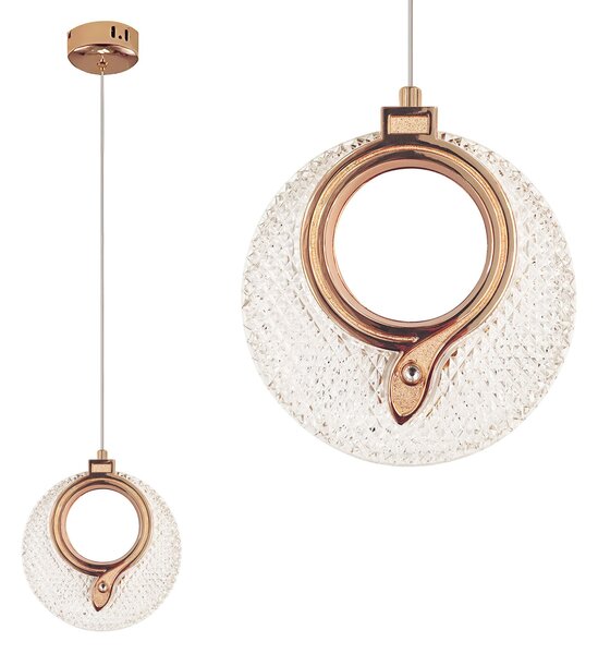 Toolight Toolight, LED krištáľové závesné svietidlo 18x17cm, 12W, 3000K, LHJ110-1CP, ružové zlato, OSW-60051