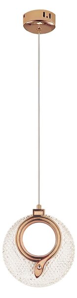 Toolight Toolight, LED krištáľové závesné svietidlo 18x17cm, 12W, 3000K, LHJ110-1CP, ružové zlato, OSW-60051