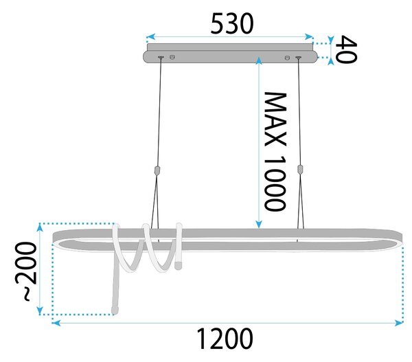 Toolight Toolight, LED stropné osvetlenie 120cm, 32W, 3000K, LHJ040-CP, čierna matná, OSW-50018