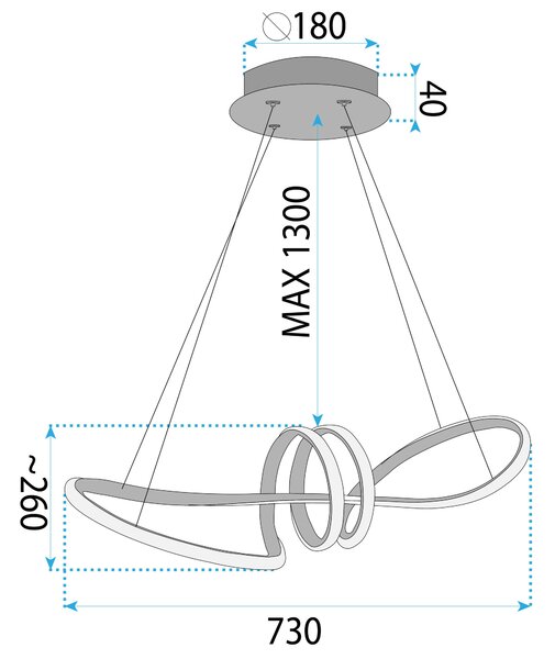 Toolight Toolight, LED závesné osvetlenie 120cm, 48W, 3000K, LHJ036-CP, zlatá, OSW-50016